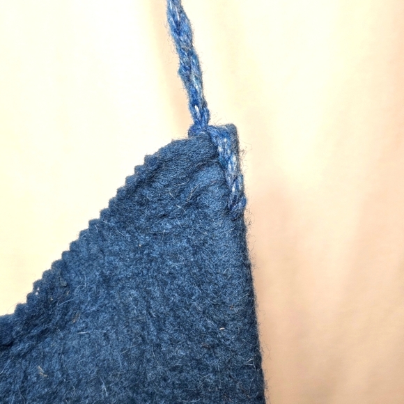 Handmade Whimsical Artisan Sheep's Wool Felted Green Blue Shoulder Bag Mongolia - Picture 5 of 7